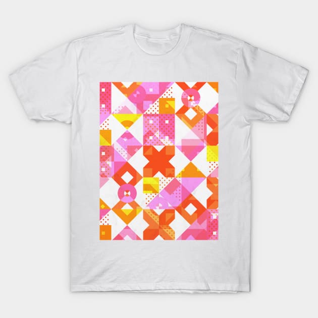 X Square Bubblegum Geometric Pattern T-Shirt by Tobe_Fonseca